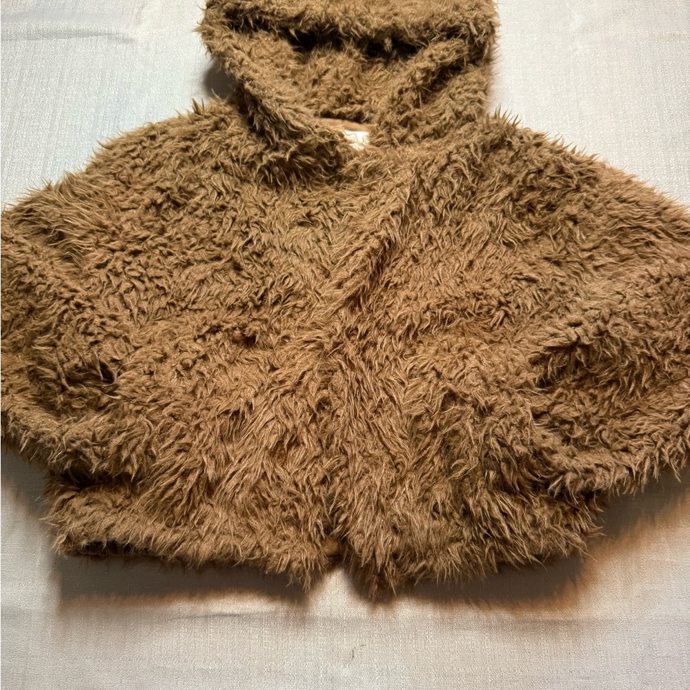 Brown Faux fur women’s cropped jacket size medium